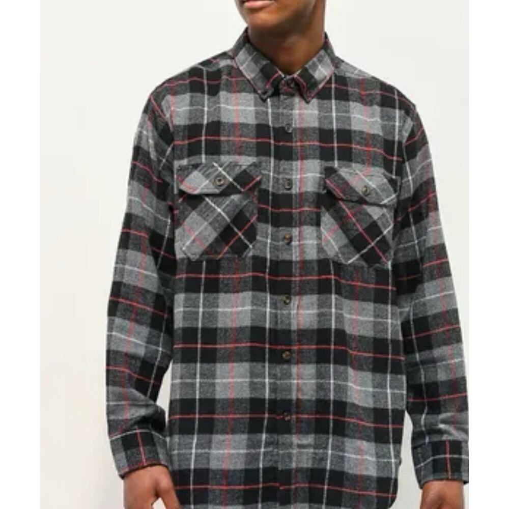 Montage Gray Cotton Flannel Shirt Size M